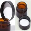 0.50 oz / 15 ml Amber Glass Heavy Base Thick Wall Professional Balm Jars with Smooth Black Lid (6 pack) + Spatulas view 4