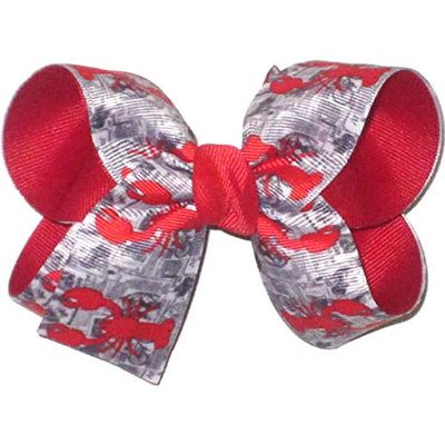 OV-2640M Medium Crawfish Boil Crawfish on Newspaper over Red Hair Bow