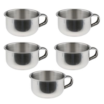 Baosity 5 Pc Durable Stainless Steel Mens Barber Shaving Mug Bowl Soap Cup for Brush