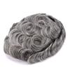 "Ominilace Base" Custom Customized Men Human Hair System Replacement Toupee Hairpiece Installation Wig Prosthesis for Hair Loss Alopecia(#1B50 Natural Black Brown Color with 50% White Grey Gray Hair) view 2