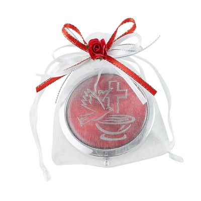 12 PCS Red Compact Mirror with Dove Design - Confirmation Favors/Religious Event/Purse Makeup Mirrors in Decorated Gift Bags (red-2)