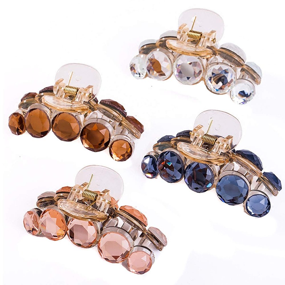 4PCS Elegant Crystal Hair Claw Hair Clips Hair Clamp Fashion Hairpins Jaw Clip for Women
