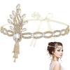 1920s Flapper Accessories Leaf Rhinestones Flapper Headpiece Great Accessories for Women Tassel Bride Wedding Head Bands Crystal Headband for Women Girls view 1