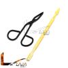 LAJA Imports Lot Of 2 Pcs Gold Cuticle Pusher & Eyebrow Tweezers Scissor Black Color Coated Makeup Tools view 2