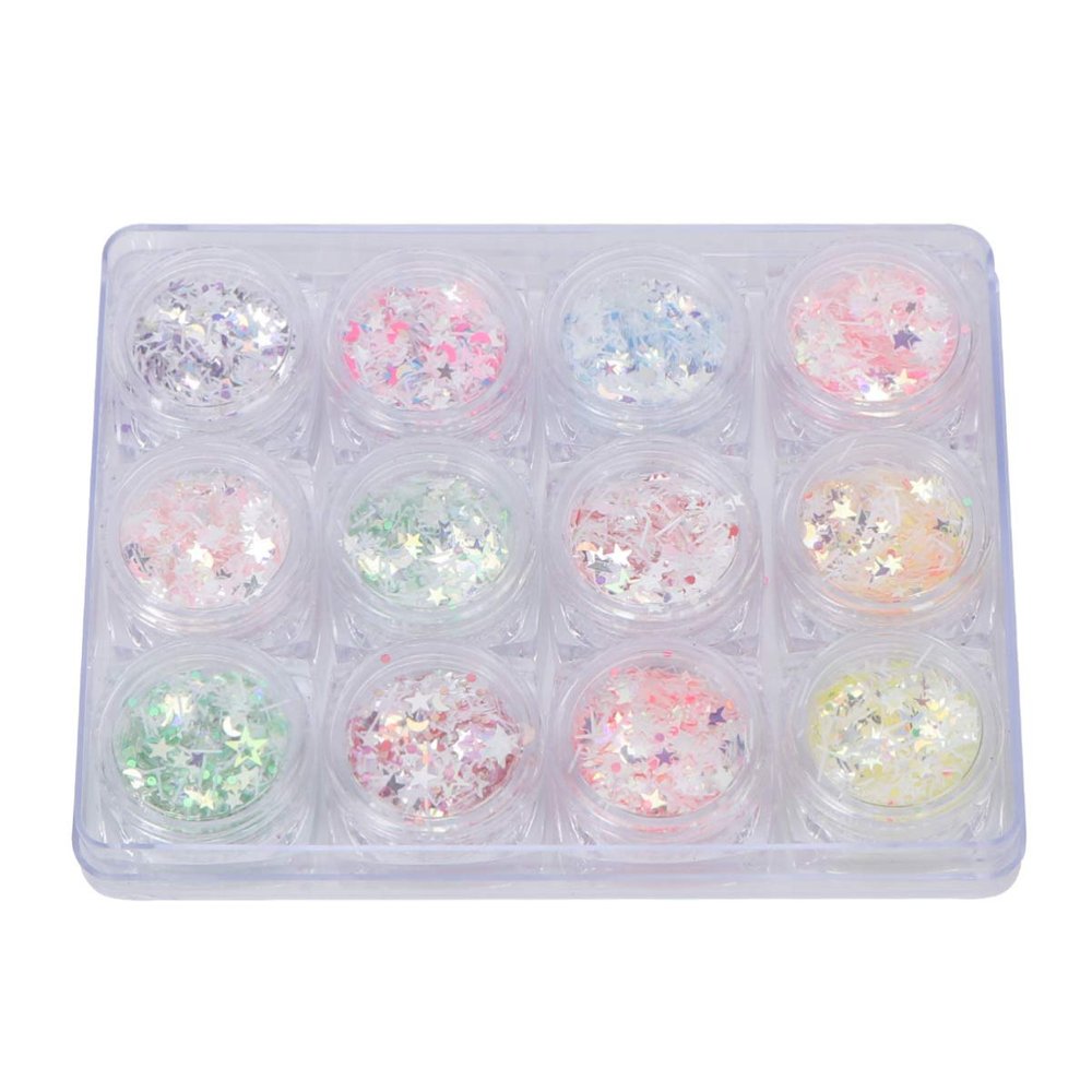 Beaupretty Nail Art Stickers Star Moon Nail Decals Nail Art Decorations 12 Bottles