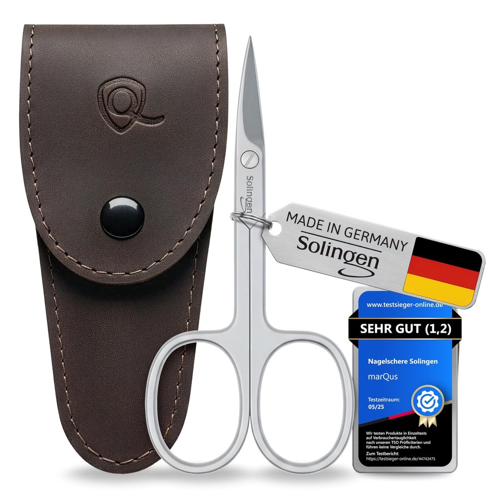Solingen Nail Scissors Curved Blade Precision German Steel for Fingernails & Toenails, Manicure & Pedicure, Extra Sharp with Stylish Storage Case