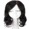 Clip in Real Human Hair Toppers Hair Pieces Natura Wavy, 6.3" x 6" Silk Base Forehead Wig Topper for Women with Thinning Hair, 12" Black, with Air Bangs view 2