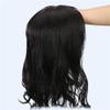 Clip in Real Human Hair Toppers Hair Pieces Natura Wavy, 6.3" x 6" Silk Base Forehead Wig Topper for Women with Thinning Hair, 12" Black, with Air Bangs view 3