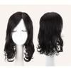 Clip in Real Human Hair Toppers Hair Pieces Natura Wavy, 6.3" x 6" Silk Base Forehead Wig Topper for Women with Thinning Hair, 12" Black, with Air Bangs view 4