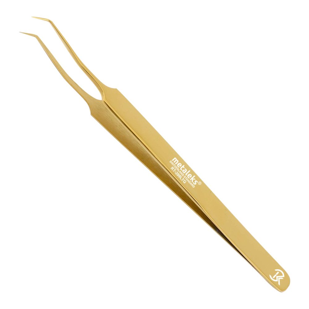 14CM Eyelash Extension Tweezers Golden Titanium Coating