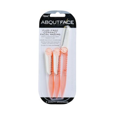 About Beauty Fuzz-Free Fold-n-Go Groomers - 3 Folding Beauty Groomers for Hair Removal, Ideal for Shaving, Exfoliating, and Brow Shaping, Japanese Steel Gently Removes Facial Hair