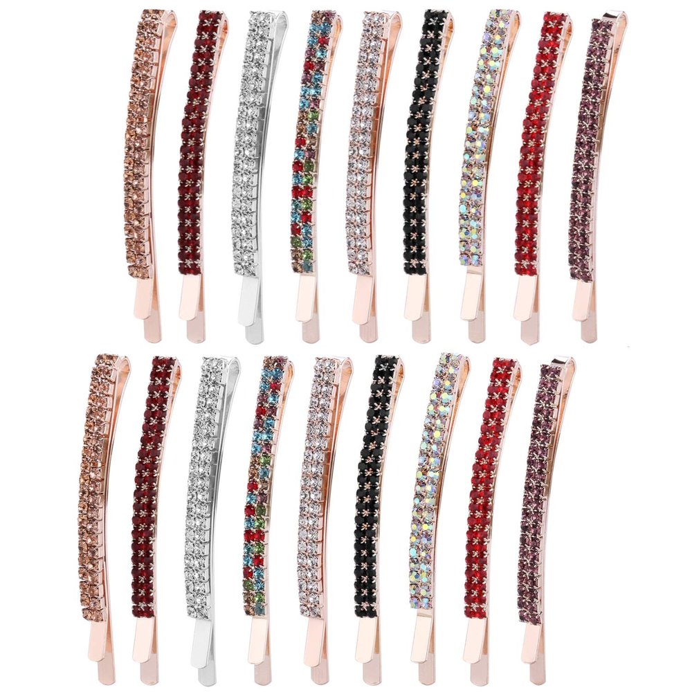 18 Pieces Rhinestone Bobby Pins Crystal Hair Clips Hair Pin Sparkling Hair Barettes Sytling Decorative Accessories for Women and Girls