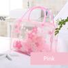 Clear Cosmetic Bag Flower Waterproof Plastic Zipper Bags Portable Travel Toiletry Organizer with Handle view 2