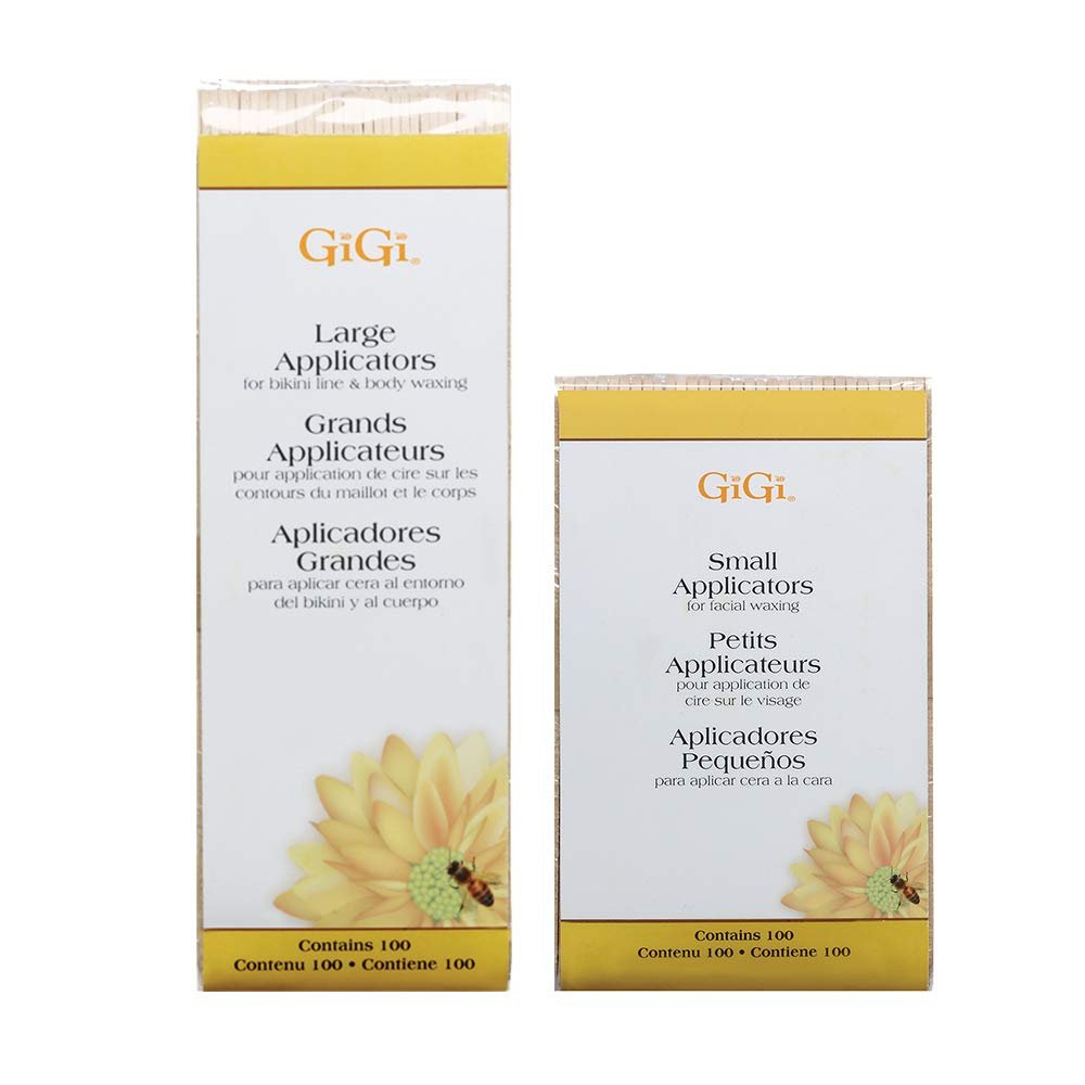 GiGi Wax Sticks for Hair Removal  Large & Small Wax Applicator Sticks, Wooden Waxing Stick for Face, Eyebrow, & Body Waxing, 100 ct, Pack of 2