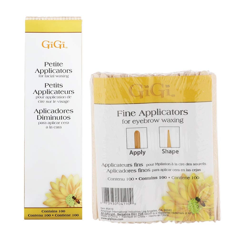 GiGi Wax Sticks for Hair Removal  Fine & Petite, Wax Applicator Sticks, Wooden Waxing Stick for Eyebrow & Facial Waxing, 100 Count Each
