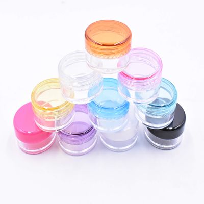 10 pack of 5 Gram Empty Cosmetic Containers, Round Cosmetic Sample Pots Jars Makeup Containers With Multi Color Top Lids Plastic Sample Eye Shadow, Nails, Powder, Gems, Jewelry, Cream
