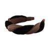 Anna Fashion Headband, Twist, Velvet Satin 1.5" Wide Brown view 1