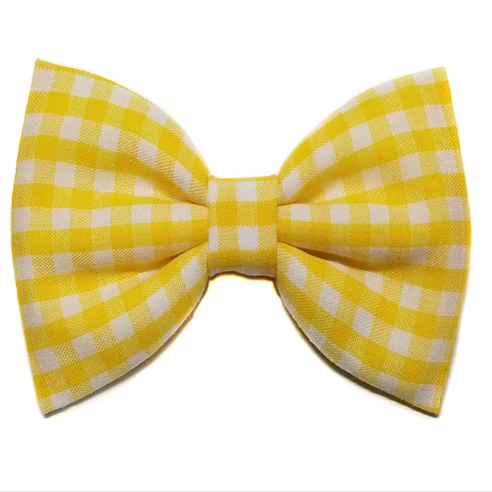 EmilyRose Couture Gingham Hair Bows (Alligator Clip, Yellow)