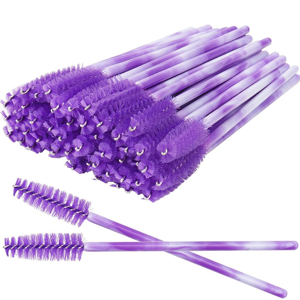 300 Pack Mascara Wands Disposable Eyelash Brush for Extensions Lash Applicators Tool Kit, Deep Purple
