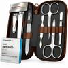 Manicure Set Solingen Made in Germany - 7 Piece Exclusive Finger & Toe Nail Clippers Kit for Women and Men in Real Leather Case, Color Brown view 1