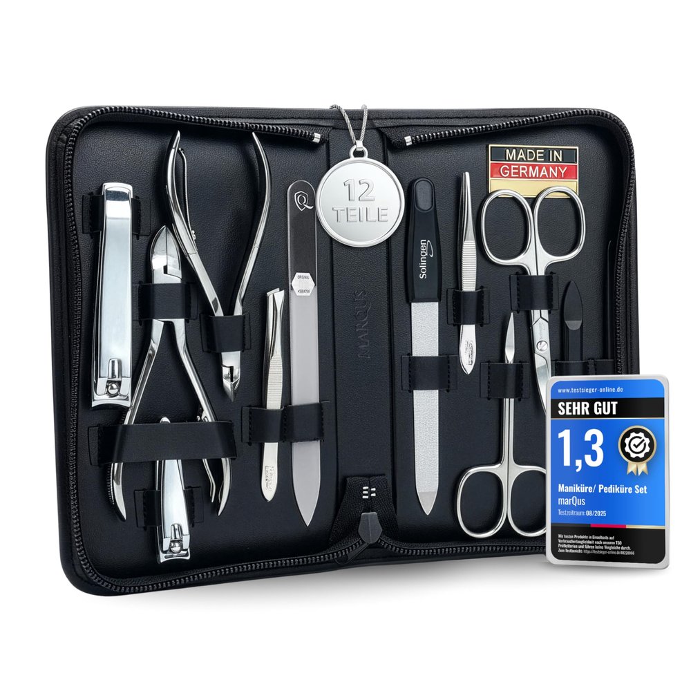 Manicure Set Women and Men  12-Piece Professional Grooming Kit with Premium Tools, Genuine Leather Case, and Exclusive Glass Nail File for Hand & Foot Care, German Quality