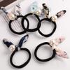 10Pcs Artificial Pearl No Damage Hair Scrunchies Hair Ropes Elastic Rubber Band with Bunny Ears Hair Bands Seamless Hair Ties Hair Accessories for Women Ponytail Holder (Random Color) (A#) view 2