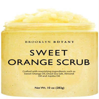 Brooklyn Botany Sweet Orange Body Scrub - Moisturizing and Exfoliating Body, Face, Hand, Foot Scrub - Fights Stretch Marks, Fine Lines, Wrinkles - Great Gifts for Women & Men - 10 oz