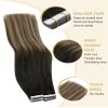 Ve Sunny Hair Extensions Tape in Real Hair Tape in Extensions Human Hair 18 Inch Invisible Tape Extensions Natural Black Ombre Brown Balayage Ash Blonde Straight Extension Remy Seamless 10Pcs 25g view 2