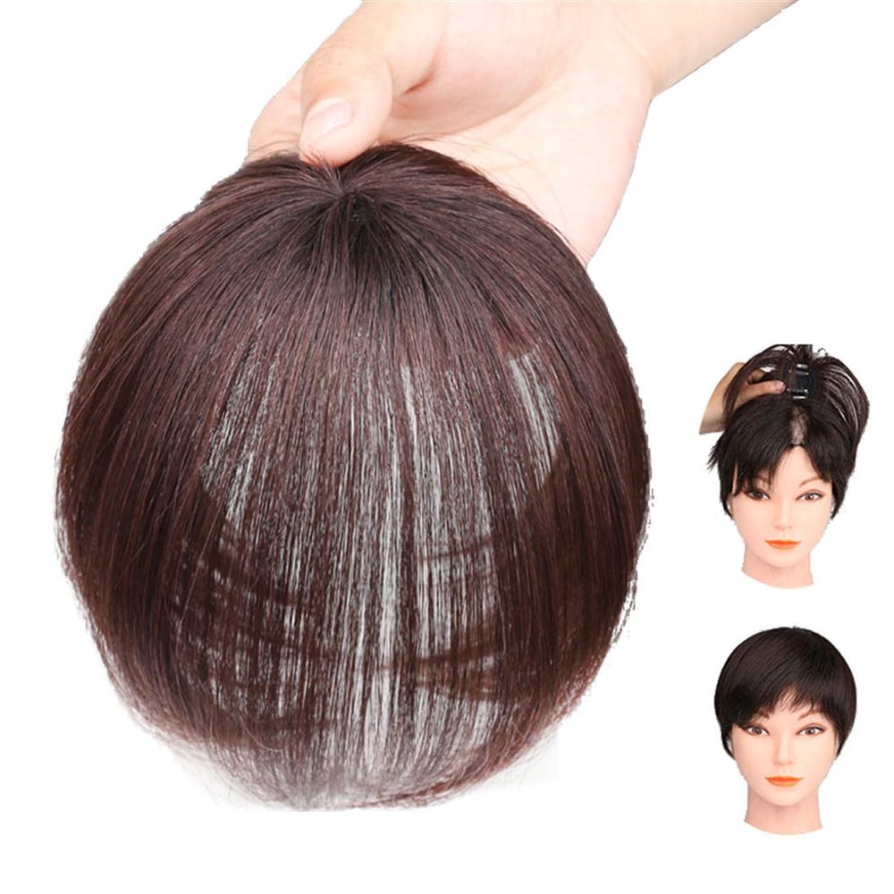 LXUE Real Human Hair Toppers for Women with Bald Spot, Clip in Top Hairpieces Toupee for Women, 8" Dark Brown