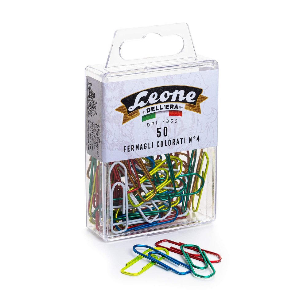 Coloured Metallic Lion of The Age Hair Clips No. 4 - mm. 32 Leonecolor Hanging Boxes Pack of 50 - Made in Italy