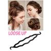 6Pcs Black Resin Double-end Hook Hair Bun Makers Foldable Anti-slip Hair Donut Shapers Hair Roll-up Updo Braiding Tools Insert Pads Holders for Women Girls Hair Styling view 4