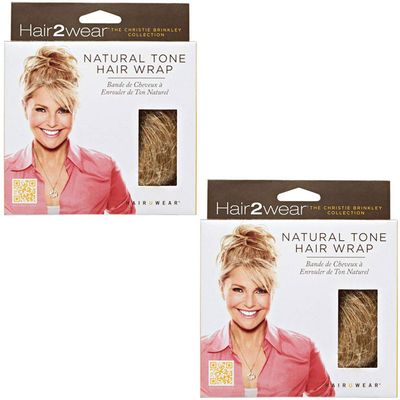 Christie Brinkey Hair Wrap (Pair of 2) - Color HT25 Med Golden Blonde - Natural Tone6" Shoulder Length Official Heat Friendly Synthetic Textured Hairpiece Fun Bun Chignon Pedazo Envoltura de cabello