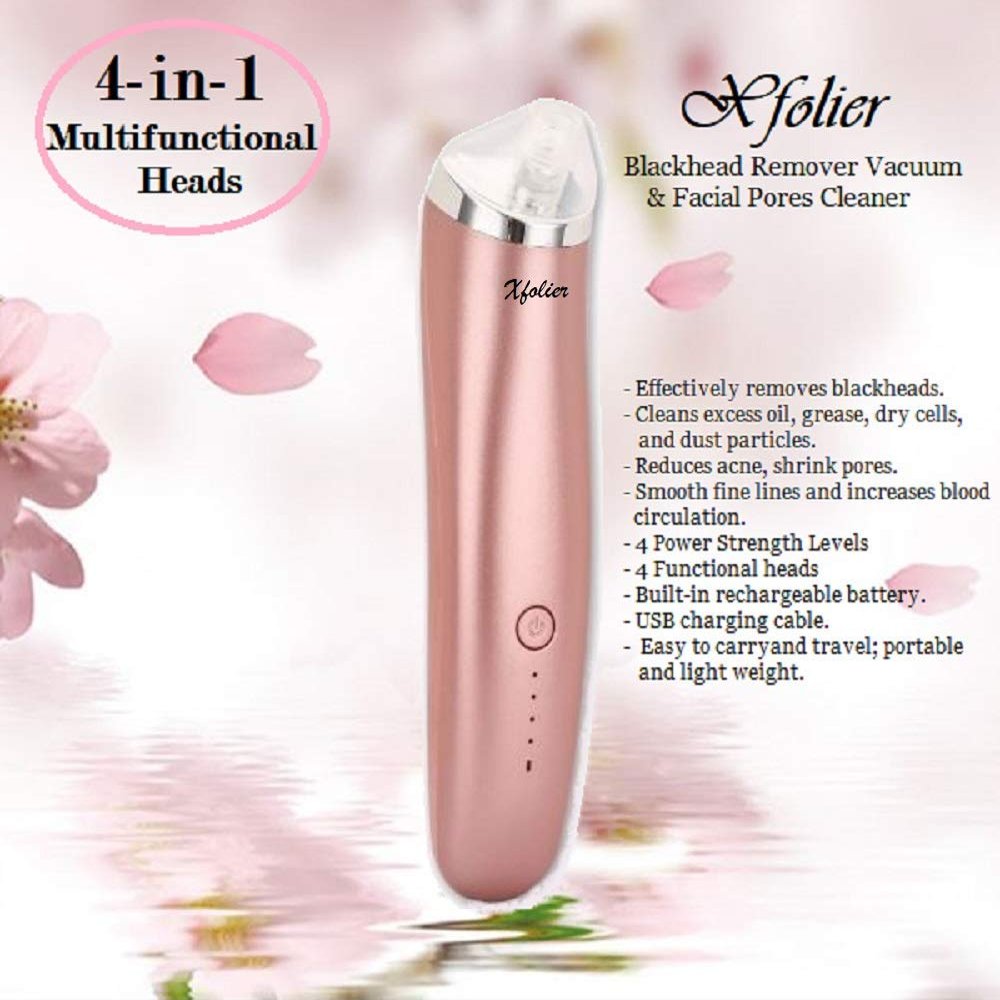 Blackhead Remover Vacuum Suction Facial Pore Cleaner Electric Acne Comedone Extractor Kit Reduces Acne, Deep Cleans Pores. Includes 4 Functional Heads to clean all skin conditions.