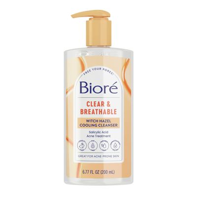 u Biore Clear & Breathable Cooling Cleanser with Witch Hazel, 6.77 Oz