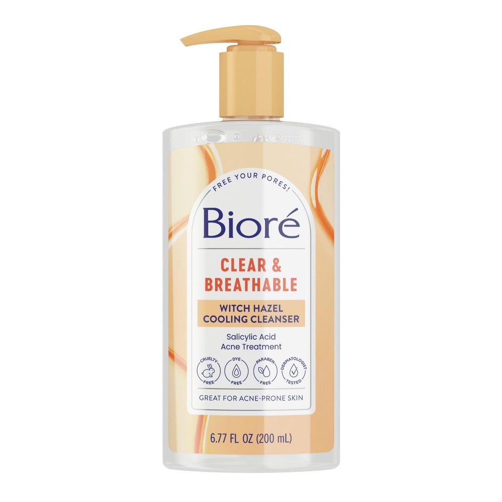 u Biore Clear & Breathable Cooling Cleanser with Witch Hazel, 6.77 Oz