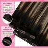 YoungSee Balayage Hair Extensions Clip ins Ombre Black to Brown with Caramel Blonde Clip in Extensions Real Human Hair Ombre Hair Clip on Hair Extensions for Women 20Inch 120G 7Pcs view 3