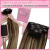 YoungSee Balayage Hair Extensions Clip ins Ombre Black to Brown with Caramel Blonde Clip in Extensions Real Human Hair Ombre Hair Clip on Hair Extensions for Women 20Inch 120G 7Pcs view 4