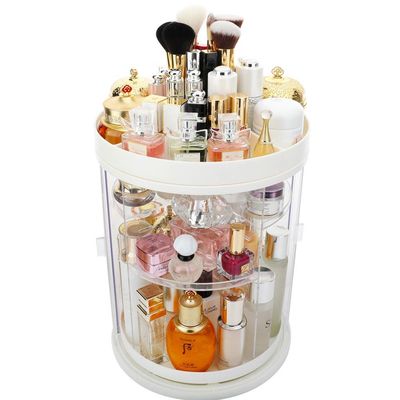 Acrylic Clear Makeup Organizer Turntable, Dust-Proof 360 Rotating Cosmetic Organizer Storage Rack, Lipstick Skin Care Organizer Countertop