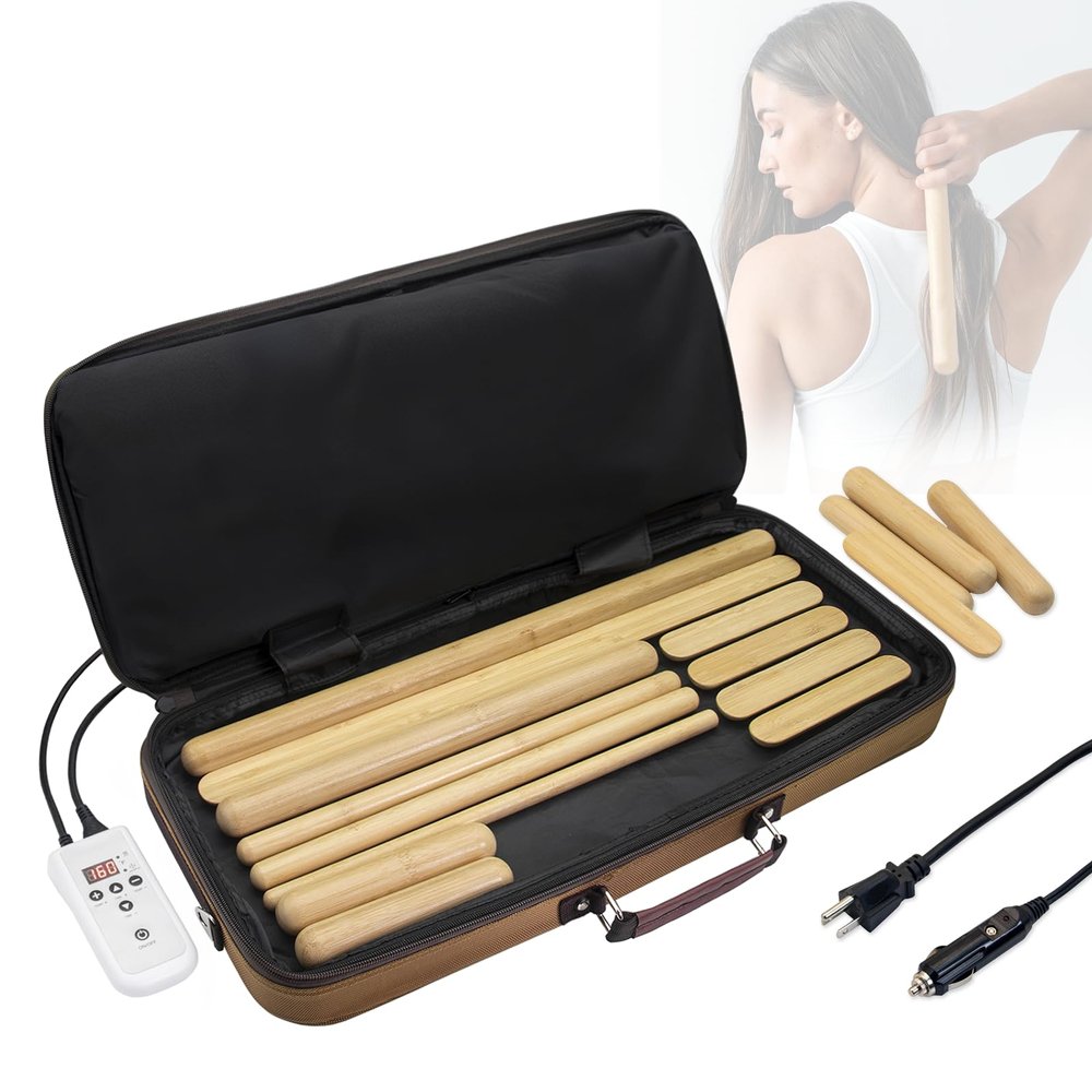 Goodtar Portable Massage Stone Warmer Electric Spa Bamboo Massage Heater Professional Portable Salon Case with 12 Bamboo Sticks (Bag with 12 Sticks)