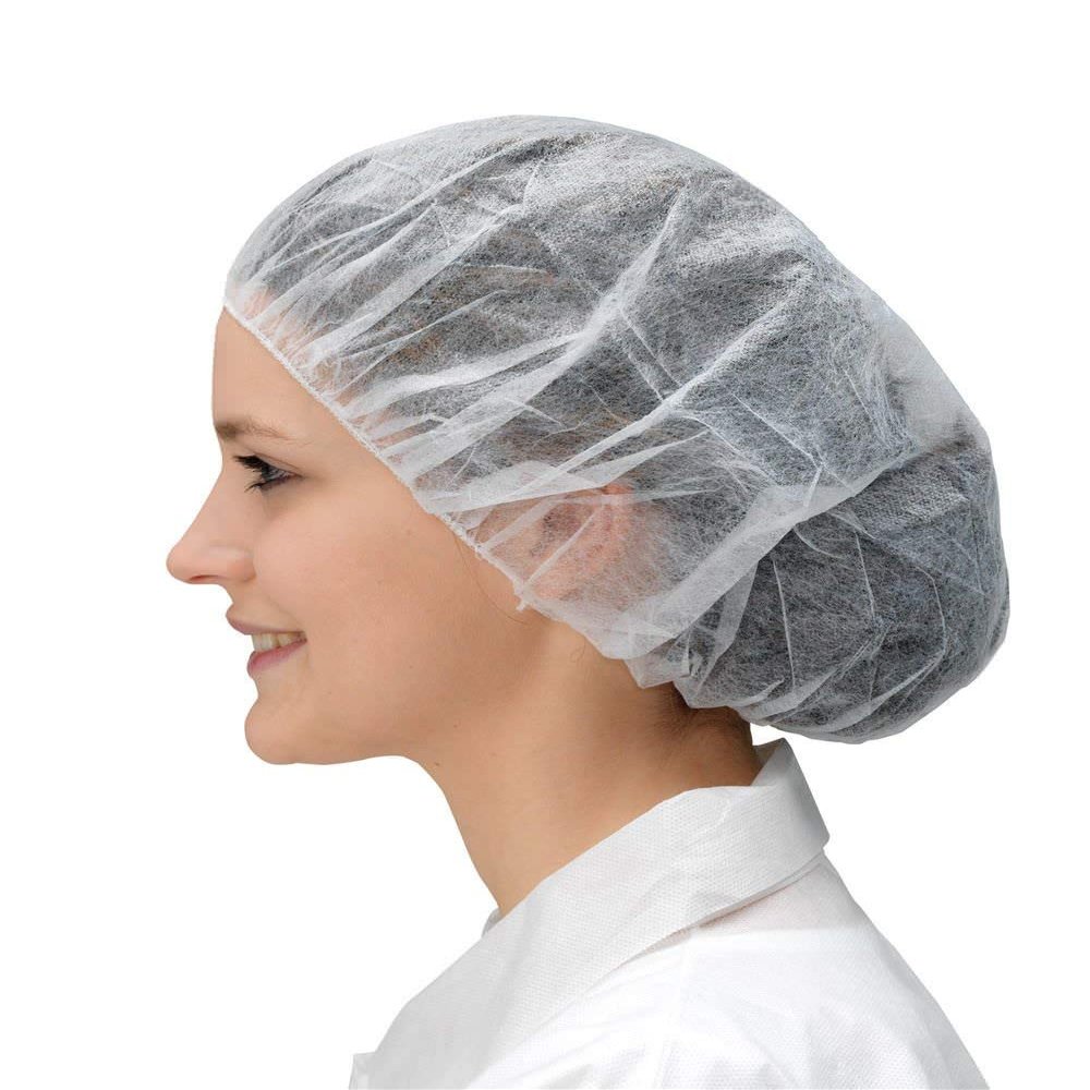 Disposable Bouffant (Hair Net) Caps, Spun-bounded Poly, White Hair Head Cover Net 21 Inches by Careoutfit (100)