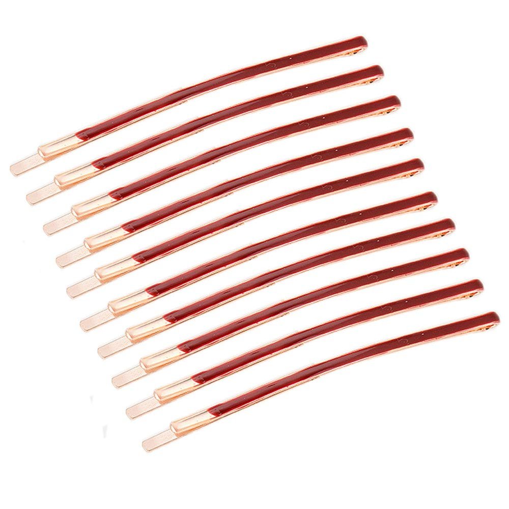 10Pcs Curved Jumbo Bobby Pins Long Metal Hair Clips for Women Teen Girls Hair Decorative (Red)