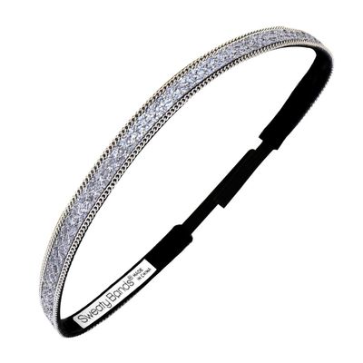 Sweaty Bands Womens Girls Headband - Non-Slip, Velvet-Lined Sparkly Hairband - Bling It Brilliant Moves Gunmetal 3/8-Inch