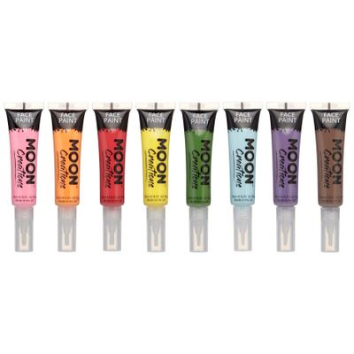 Face & Body Paint with Brush Applicator by Moon Creations - 0.50fl oz - Set of 8 Colours