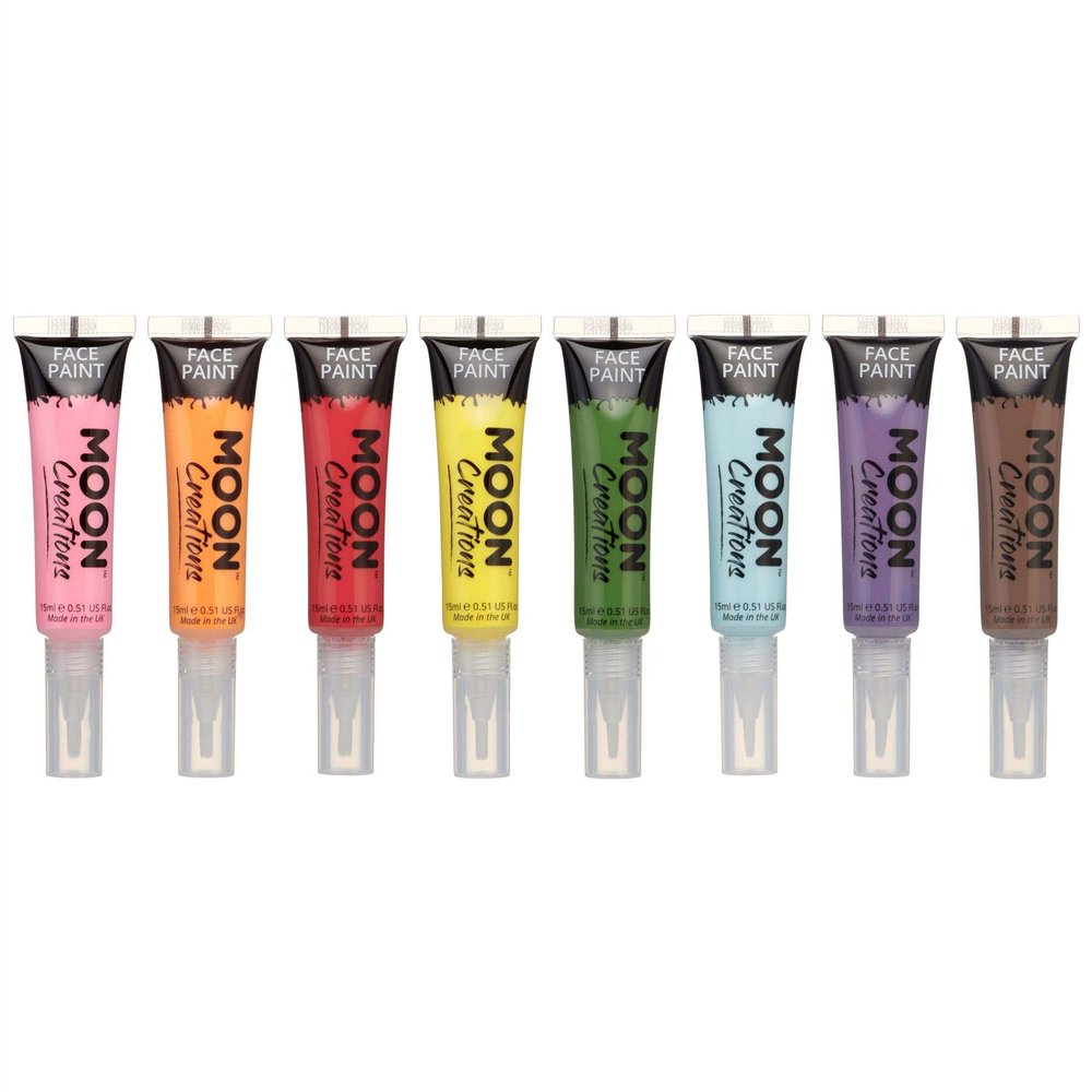 Face & Body Paint with Brush Applicator by Moon Creations - 0.50fl oz - Set of 8 Colours