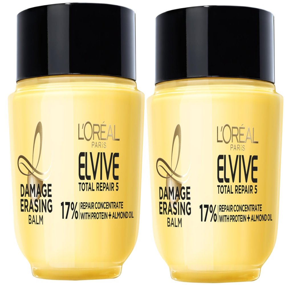 L'Oreal Paris Hair Care Elvive Total Repair 5 Damage Erasing Balm, Conditioning Hair Mask for Damaged Hair, with Almond and Protein, 8.5 fl; oz, (Pack of 2)(Packaging May Vary)