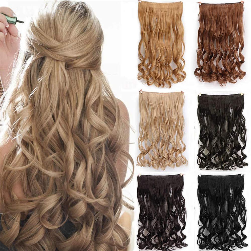 RemeeHi Curly Hair Extensions One Piece 5 Clips in One Piece Fashion for Women Beauty Gift 120g 25cm 26 Inch Per Pack 20# Sunkissed Blonde