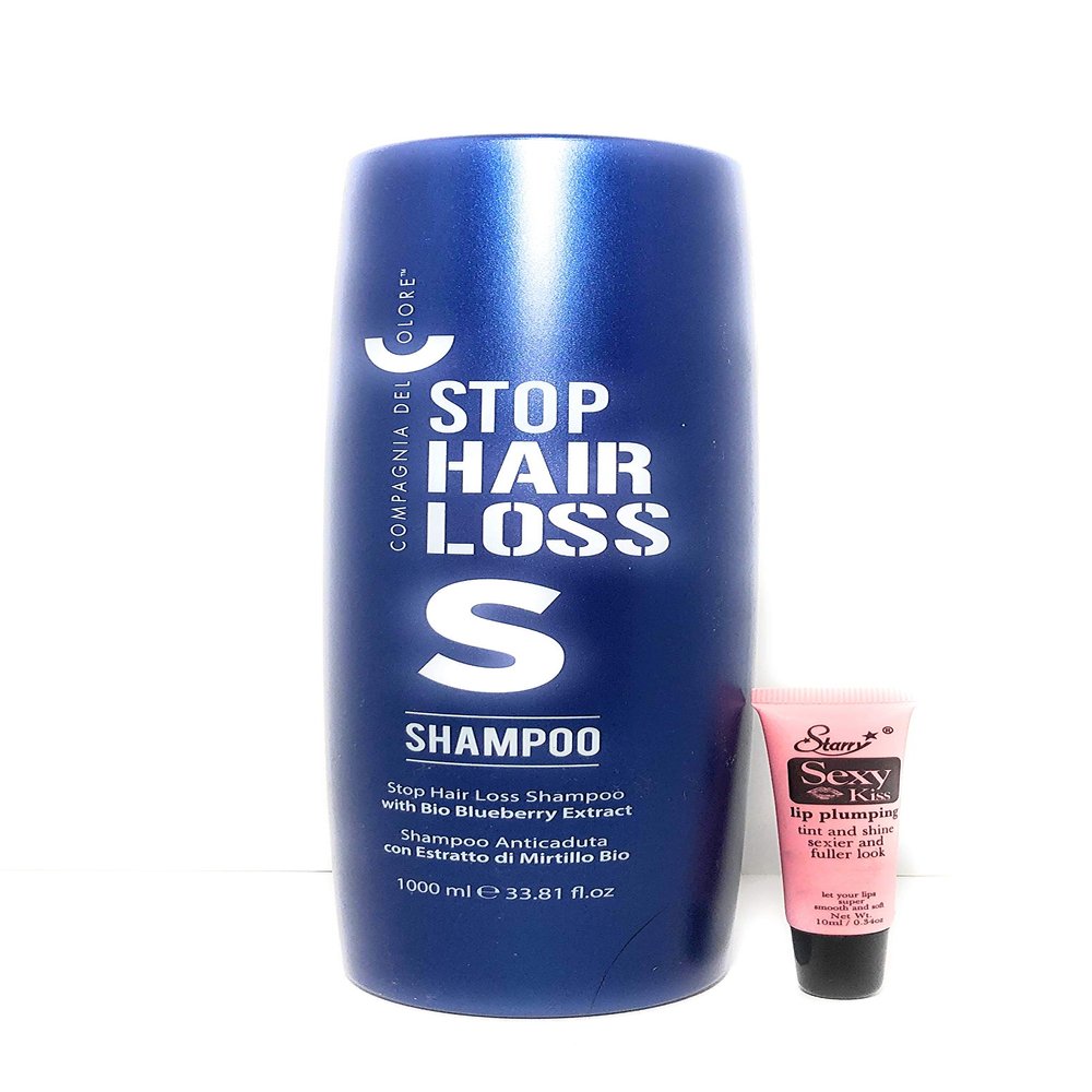 Compagnia Del Colore Stop Hair Loss Shampoo with Bio Blueberry Extract - Free Starry Lip Plumping Gloss 10ml (1000ml/33.8oz)