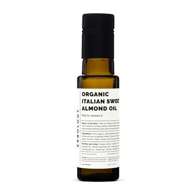 100% Organic Sweet Almond Oil 100ml - Cold-Pressed - Rich in Skin-Nourishing Vitamin E - Straight from Farm in Italy - Non-GMO - No Additives or Preservatives - Recyclable Glass Bottle