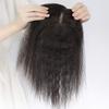 100% Real Human Hair Topper Hair Piece for Women with Hair Loss, Clip in 3" x 5" Silk Base Yaki Kinky Curly Hair Toppers, 12" Dark Brown view 2