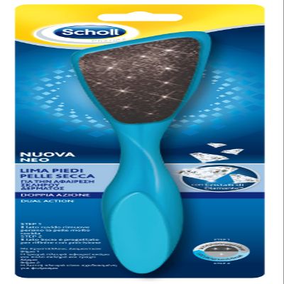 Scholl Diamond Crystal Double Action Foot File Abrasive Surface for Calluses and Corns, Smooth Surface to Finish, Non-Slip Grip